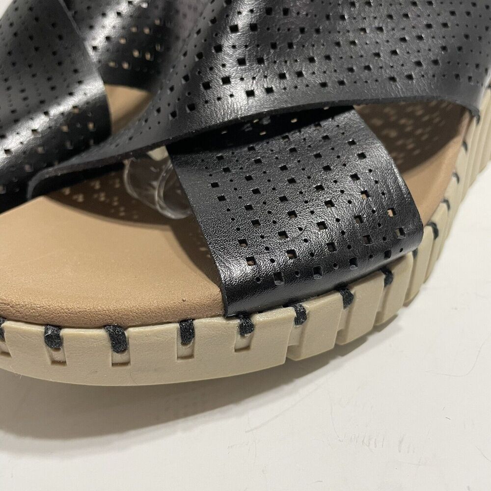 Skechers Luxe Foam PIER AVENUE Wedge Sandal Women’s 11 Black Cross Strap NEW - Picture 4 of 12